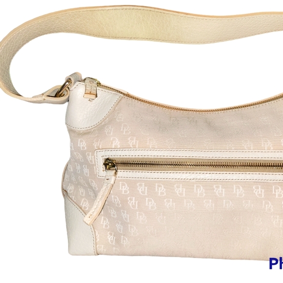 Dooney & Burke, Purse, Cream + white color, Signature Logo, Shoulder Strap - Picture 3 of 6
